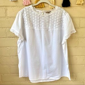 NWT H&M Plus Size, White Cotton Eyelet Top